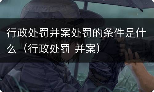 行政处罚并案处罚的条件是什么（行政处罚 并案）