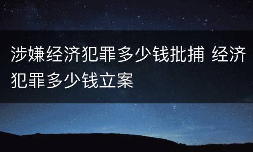 涉嫌经济犯罪多少钱批捕 经济犯罪多少钱立案