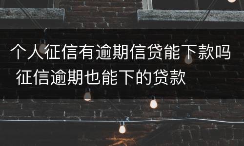 个人征信有逾期信贷能下款吗 征信逾期也能下的贷款