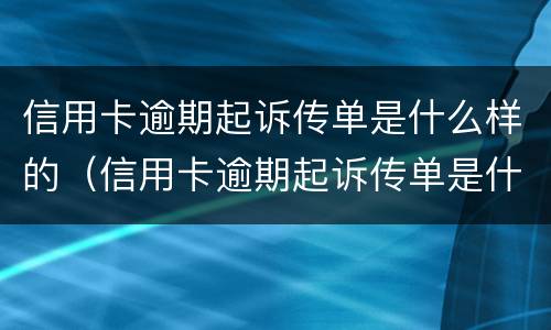 信用卡逾期起诉传单是什么样的（信用卡逾期起诉传单是什么样的）