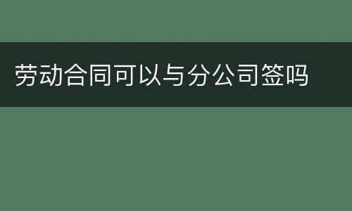 劳动合同可以与分公司签吗
