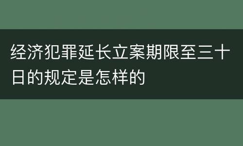 经济犯罪延长立案期限至三十日的规定是怎样的