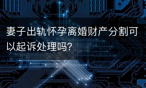 妻子出轨怀孕离婚财产分割可以起诉处理吗？