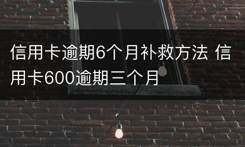 信用卡逾期6个月补救方法 信用卡600逾期三个月