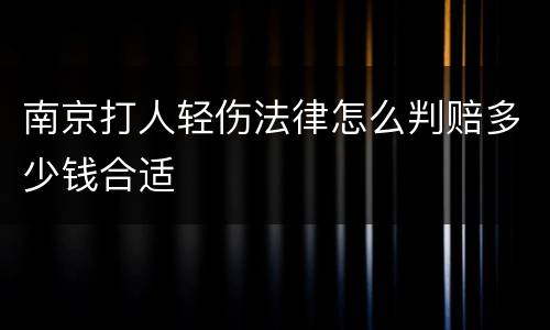 南京打人轻伤法律怎么判赔多少钱合适