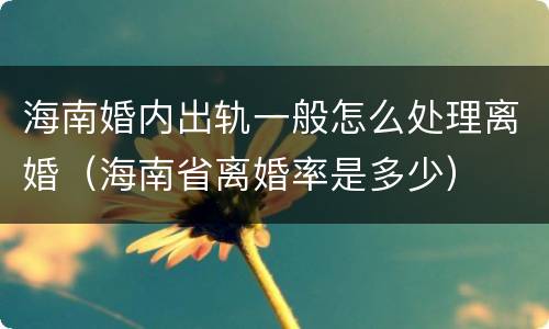 海南婚内出轨一般怎么处理离婚（海南省离婚率是多少）