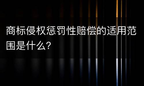 商标侵权惩罚性赔偿的适用范围是什么？