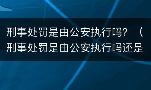 刑事处罚是由公安执行吗？（刑事处罚是由公安执行吗还是法院）