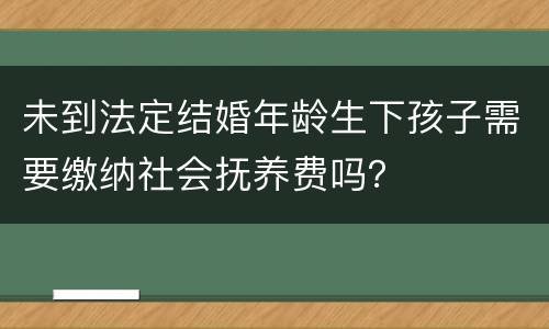 未到法定结婚年龄生下孩子需要缴纳社会抚养费吗？