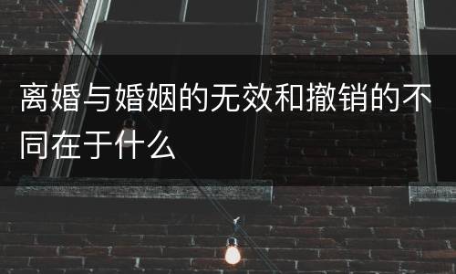离婚与婚姻的无效和撤销的不同在于什么