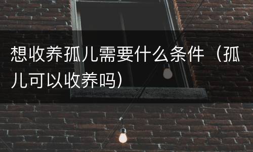 想收养孤儿需要什么条件（孤儿可以收养吗）