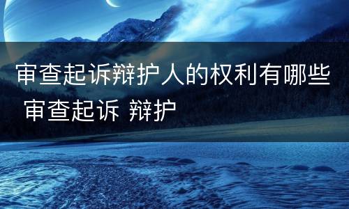 审查起诉辩护人的权利有哪些 审查起诉 辩护