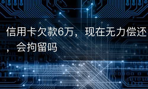 信用卡欠款6万，现在无力偿还，会拘留吗
