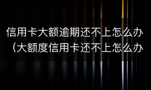 信用卡大额逾期还不上怎么办（大额度信用卡还不上怎么办）