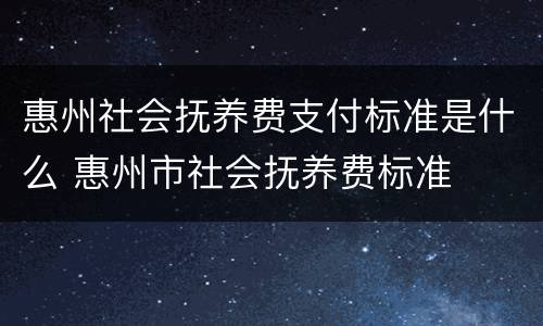 惠州社会抚养费支付标准是什么 惠州市社会抚养费标准