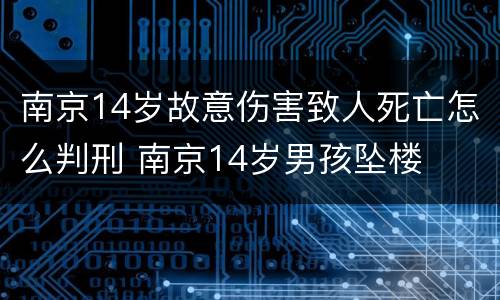 南京14岁故意伤害致人死亡怎么判刑 南京14岁男孩坠楼