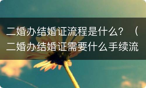二婚办结婚证流程是什么？（二婚办结婚证需要什么手续流程）