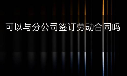 可以与分公司签订劳动合同吗