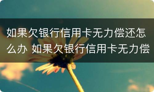 如果欠银行信用卡无力偿还怎么办 如果欠银行信用卡无力偿还怎么办坐牢