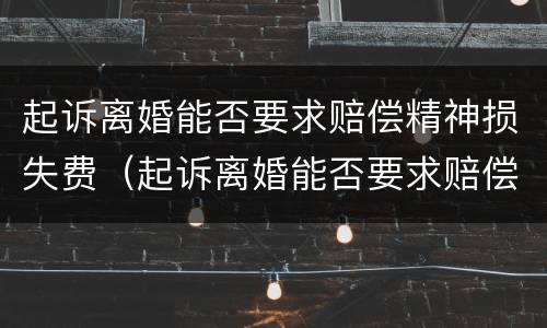 起诉离婚能否要求赔偿精神损失费（起诉离婚能否要求赔偿精神损失费用）
