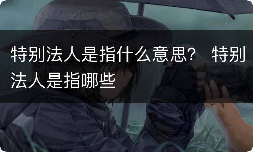 特别法人是指什么意思？ 特别法人是指哪些