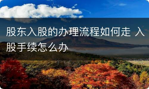 股东入股的办理流程如何走 入股手续怎么办