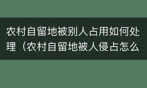农村自留地被别人占用如何处理（农村自留地被人侵占怎么办）