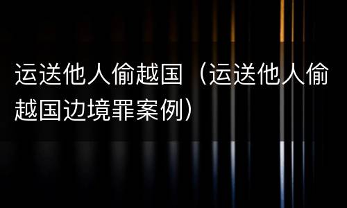 运送他人偷越国（运送他人偷越国边境罪案例）