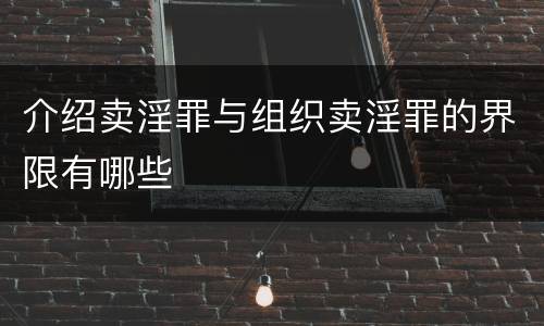介绍卖淫罪与组织卖淫罪的界限有哪些