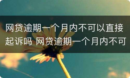 网贷逾期一个月内不可以直接起诉吗 网贷逾期一个月内不可以直接起诉吗为什么