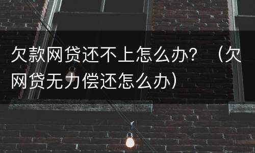 欠款网贷还不上怎么办？（欠网贷无力偿还怎么办）