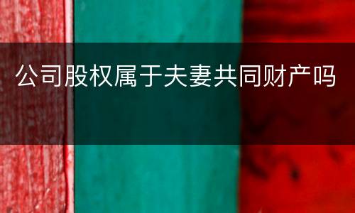 公司股权属于夫妻共同财产吗