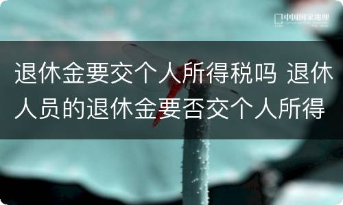 退休金要交个人所得税吗 退休人员的退休金要否交个人所得税?