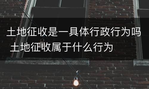 土地征收是一具体行政行为吗 土地征收属于什么行为