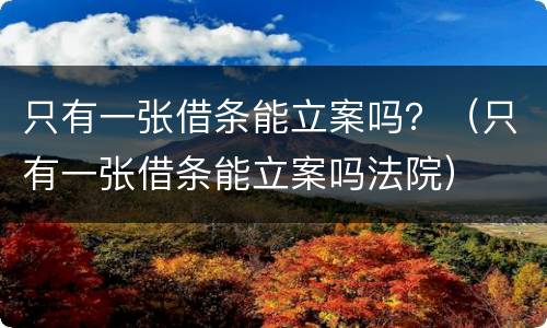 只有一张借条能立案吗？（只有一张借条能立案吗法院）