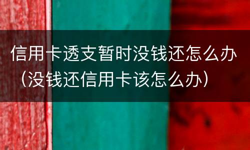 信用卡透支暂时没钱还怎么办（没钱还信用卡该怎么办）