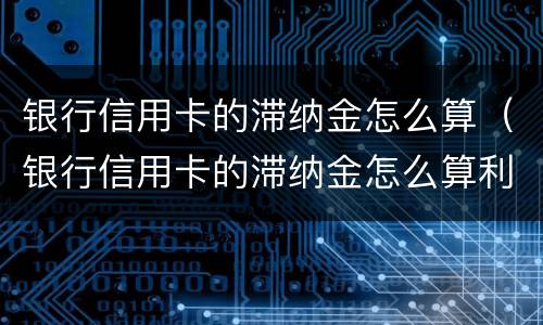 银行信用卡的滞纳金怎么算（银行信用卡的滞纳金怎么算利息）