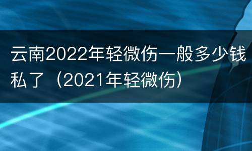 云南2022年轻微伤一般多少钱私了（2021年轻微伤）