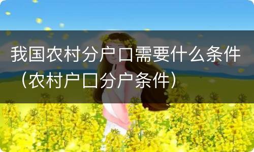 我国农村分户口需要什么条件（农村户囗分户条件）