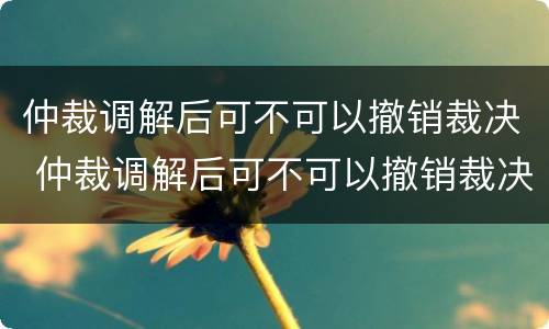 仲裁调解后可不可以撤销裁决 仲裁调解后可不可以撤销裁决书