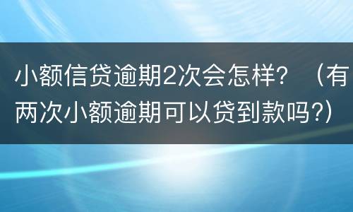 小额信贷逾期2次会怎样？（有两次小额逾期可以贷到款吗?）