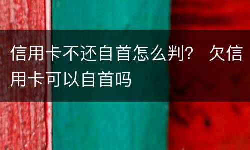 信用卡不还自首怎么判？ 欠信用卡可以自首吗