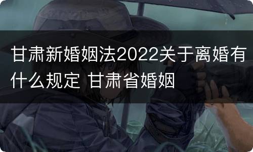 甘肃新婚姻法2022关于离婚有什么规定 甘肃省婚姻
