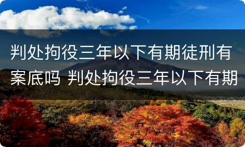 判处拘役三年以下有期徒刑有案底吗 判处拘役三年以下有期徒刑有案底吗知乎