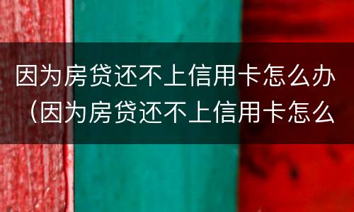 因为房贷还不上信用卡怎么办（因为房贷还不上信用卡怎么办呢）