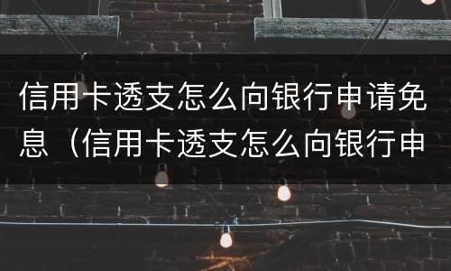信用卡透支怎么向银行申请免息（信用卡透支怎么向银行申请免息贷款）
