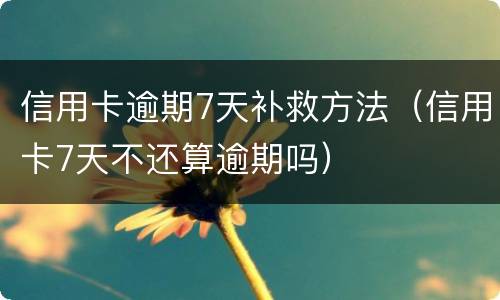信用卡逾期7天补救方法（信用卡7天不还算逾期吗）
