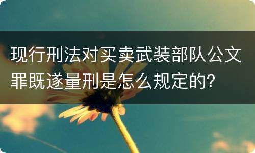 现行刑法对买卖武装部队公文罪既遂量刑是怎么规定的？