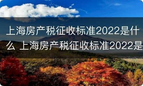 上海房产税征收标准2022是什么 上海房产税征收标准2022是什么样的