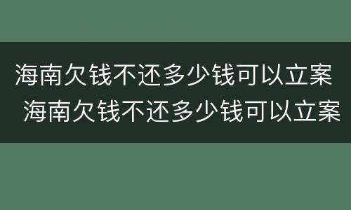 海南欠钱不还多少钱可以立案 海南欠钱不还多少钱可以立案侦查